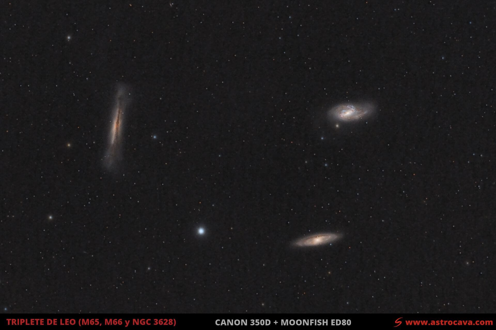 Triplete de galaxias en Leo (M65, M66 y NGC3628)