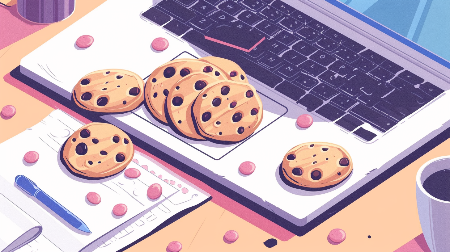Ilustración conceptual para la política de cookies, generada con IA mediante Midjourney