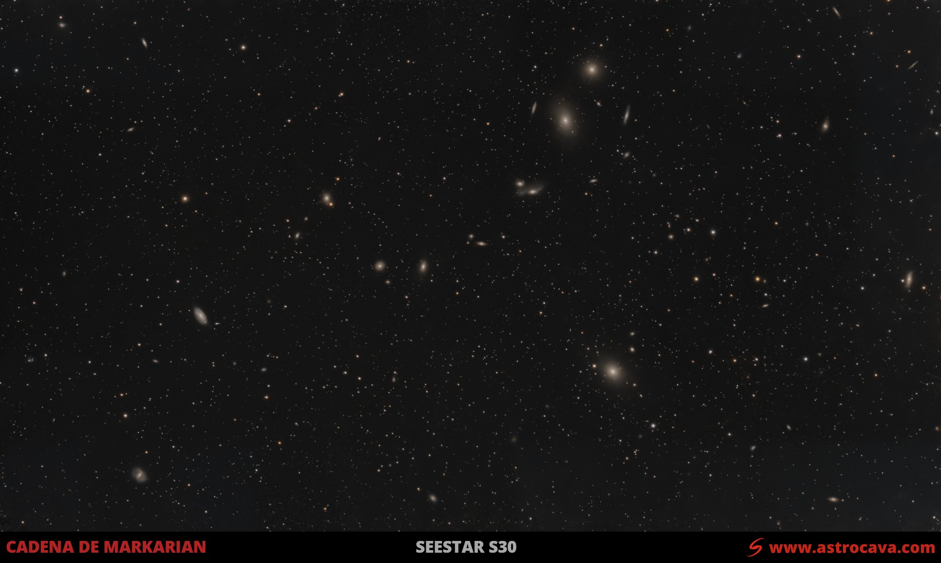 Cadena de Markarian en el Cúmulo de Virgo fotografiada con un Seestar S30