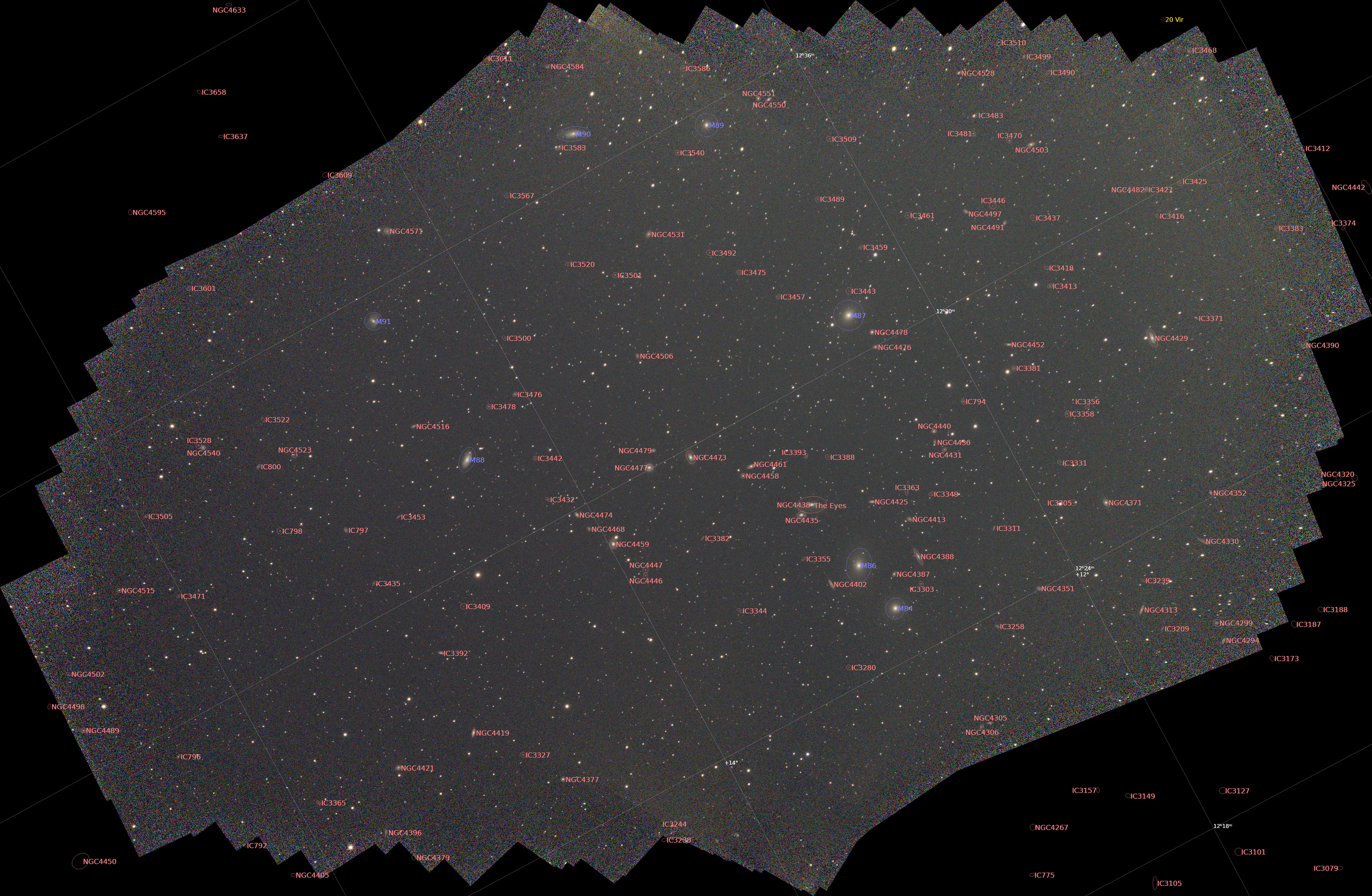 Mosaico completo anotado tras resolver y registrar las 1.278 tomas del Seestar S30