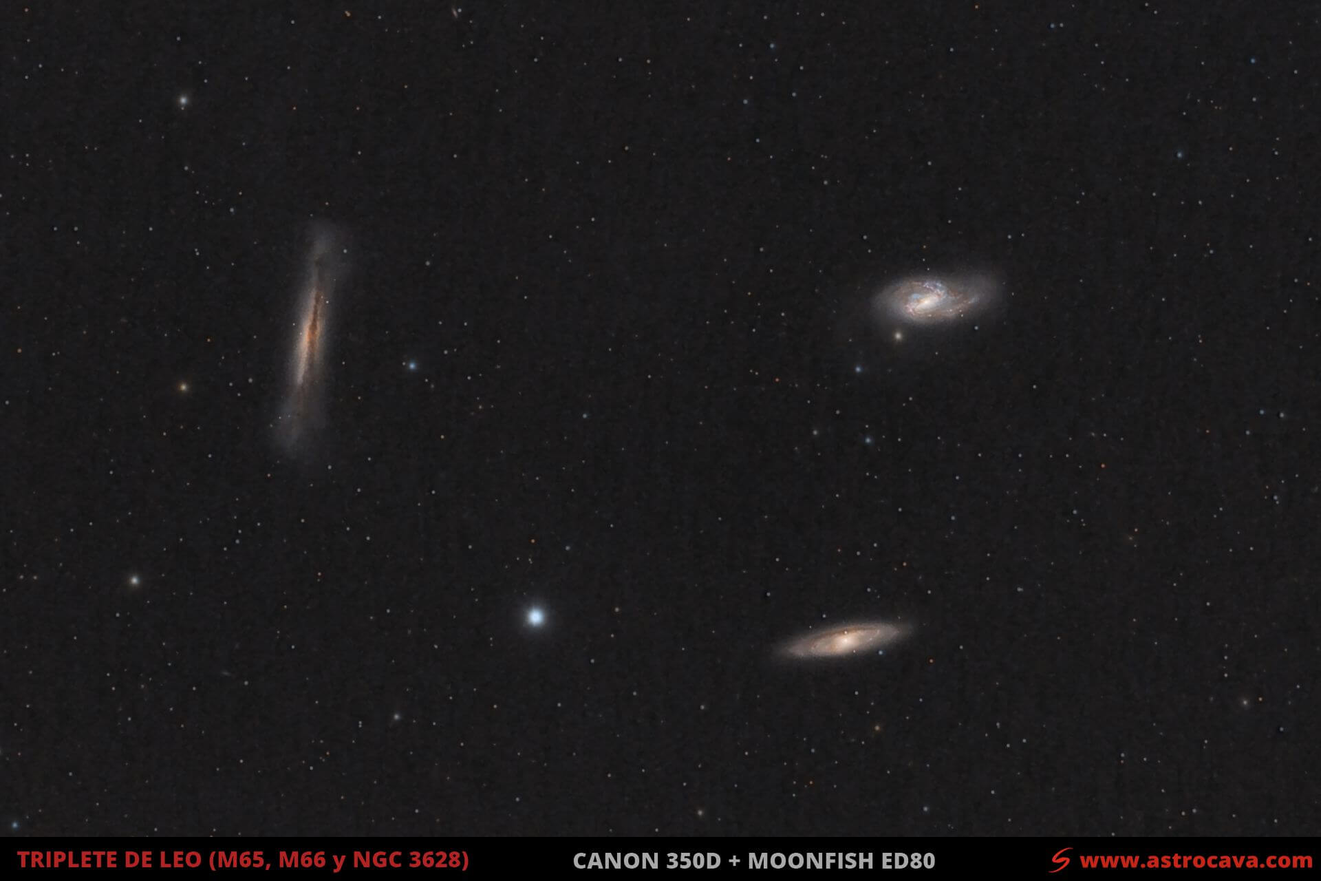 Triplete de galaxias en Leo (M65, M66 Y NGC3628)