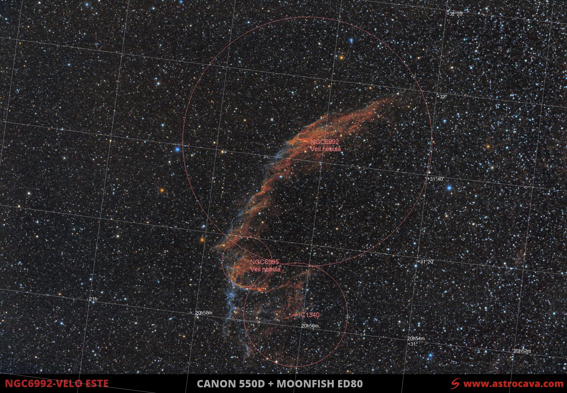 El Velo Este - NGC6992 Anotada