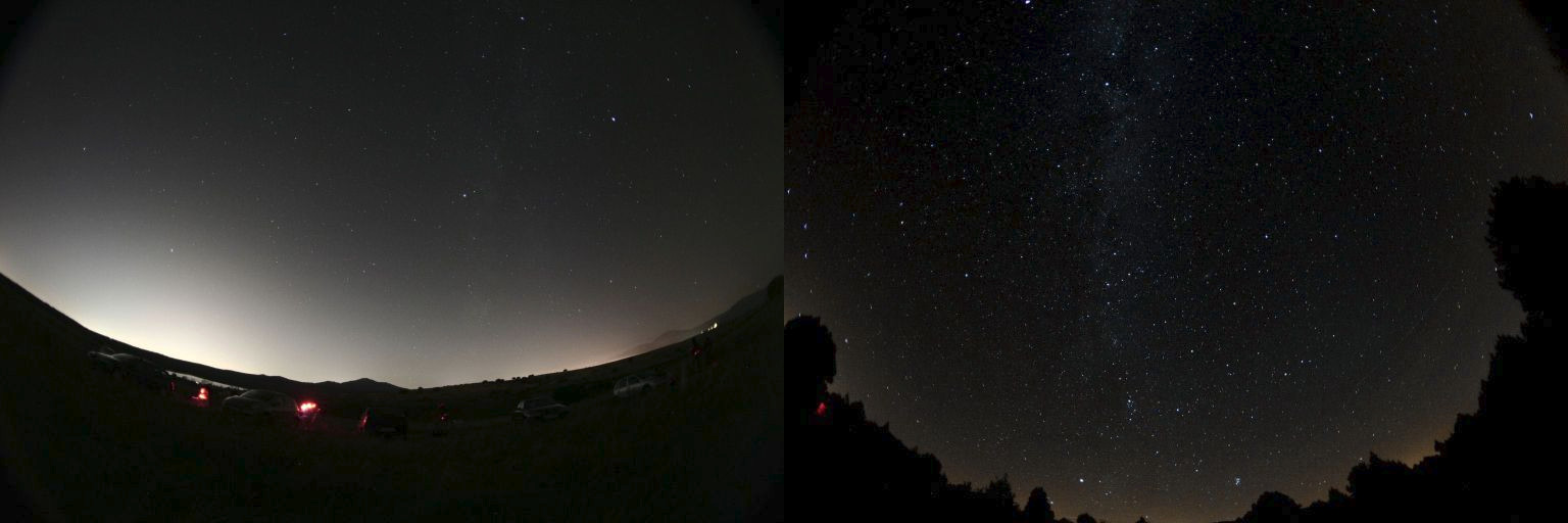 Comparación en luminosidad del cielo dependiendo del grado de contaminación lumínica